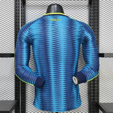 Colombia 2027 Away Jersey – Player Version – Long Sleeve – Blue – Wave Jacquard Pattern