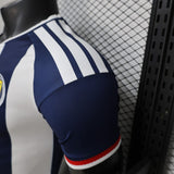 Scotland 2027 Away Jersey – Player Version – White/Navy – Vertical Stripes