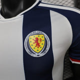 Scotland 2027 Away Jersey – Player Version – White/Navy – Vertical Stripes