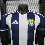 Scotland 2027 Away Jersey – Player Version – White/Navy – Vertical Stripes