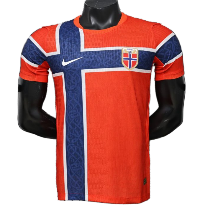 Norway 2026 Home Jersey – Player Version – Red/Blue – Flag Cross Pattern