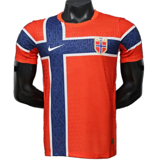 Norway 2026 Home Jersey – Player Version – Red/Blue – Flag Cross Pattern