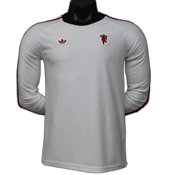 Manchester United 2026 Away Jersey – Player Version – Long Sleeve – White/Red