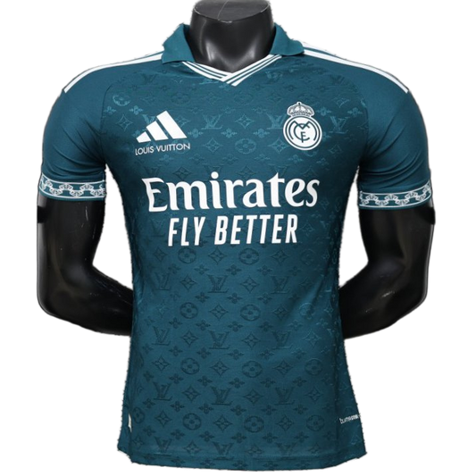 Real Madrid 2026 Jersey – Player Version – Special Edition – Louis Vuitton Teal Lv Monogram Adidas Collab
