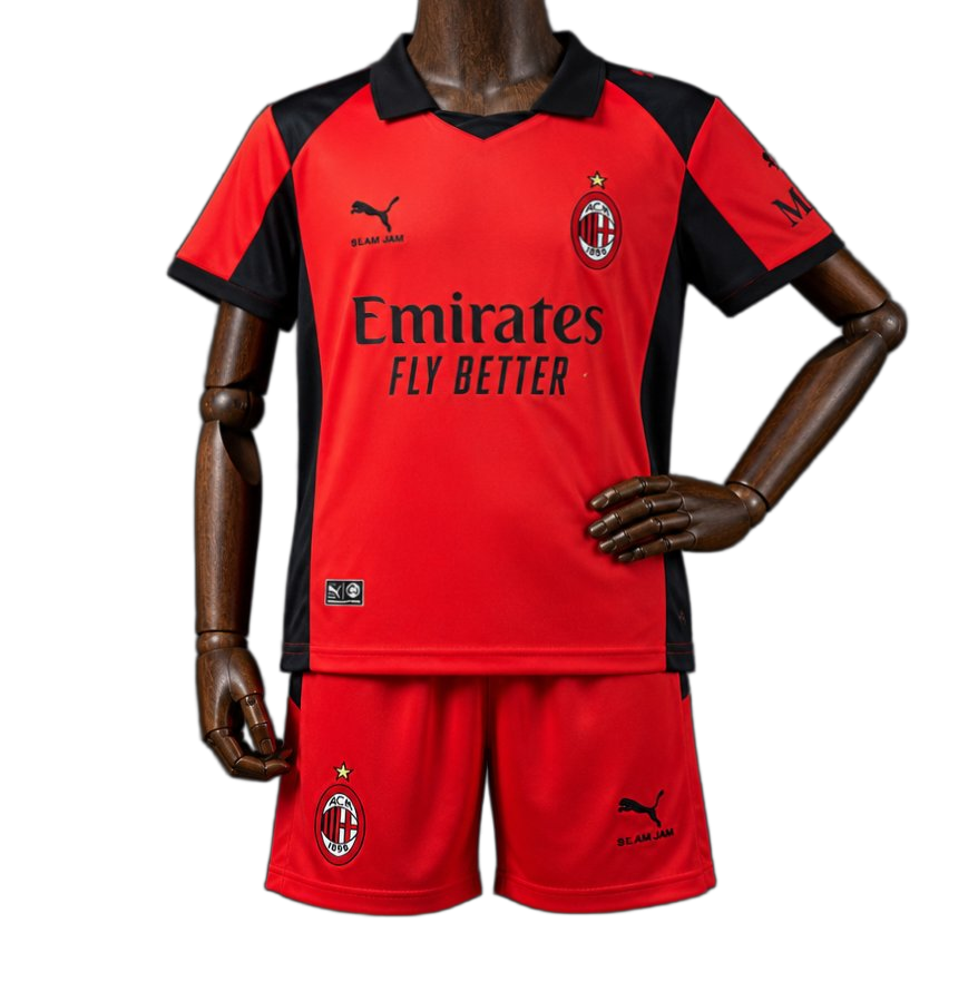 AC Milan 2025/26 Fourth Kids Kit – Long Sleeve – Special Edition – Red