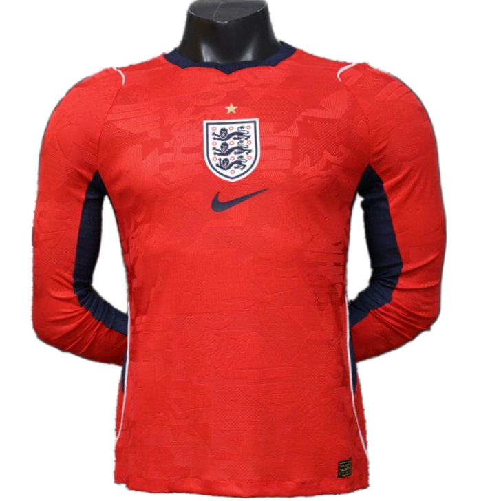 England 2026/27 Away Jersey – Player Version – Long Sleeve – Red