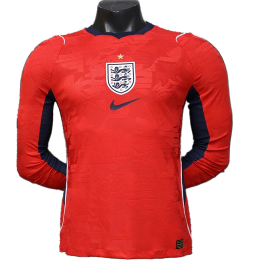 England 2026/27 Away Jersey – Player Version – Long Sleeve – Red