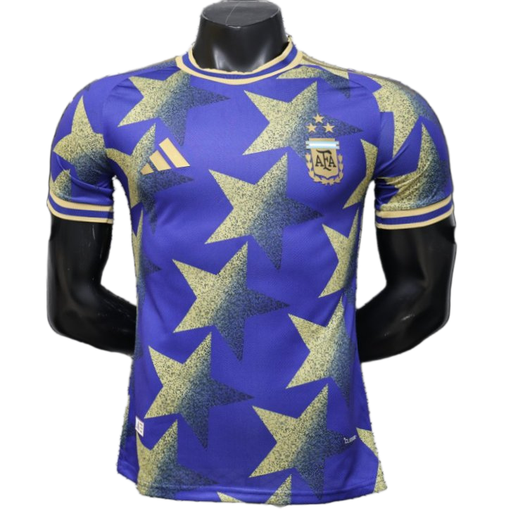 Argentina 2026 Jersey – Player Version – Special Edition – Blue/Gold – Afa Adidas Royal Star Print Champions
