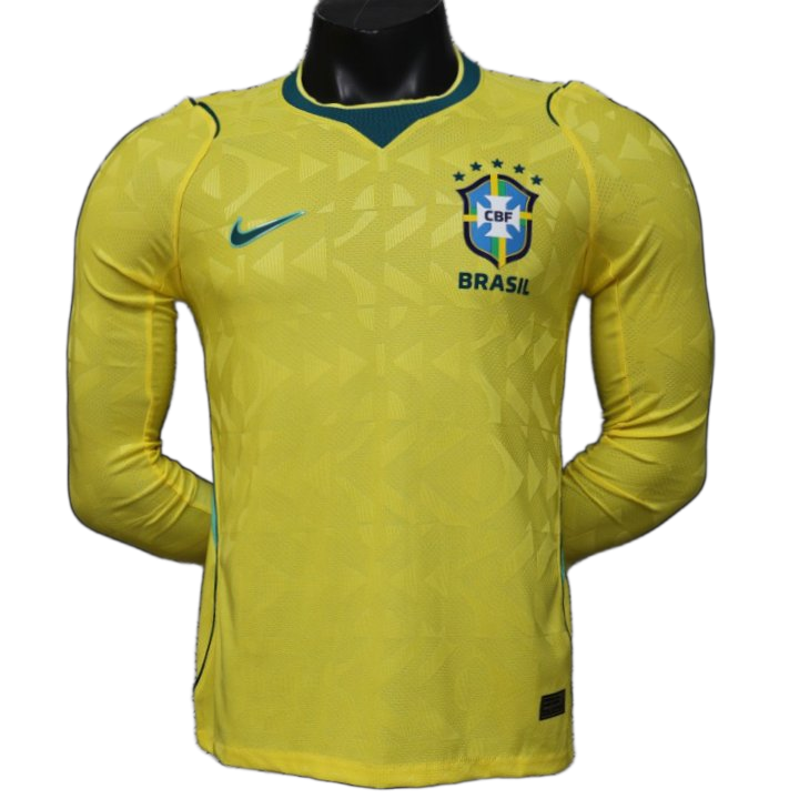 Brazil 2026 Home Jersey – Player Version – Long Sleeve – Yellow