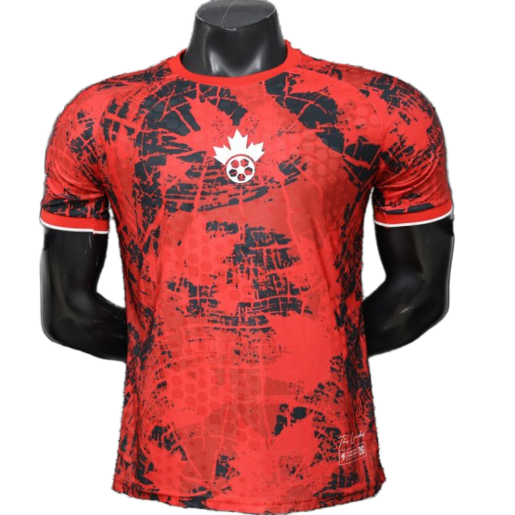 Canada 2026 Home Jersey – Player Version – Black/Red – Grunge Print