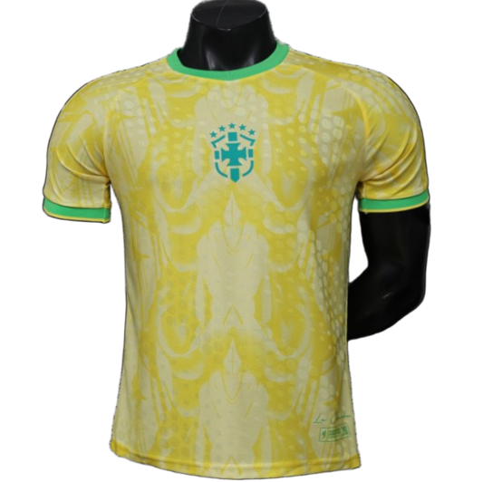 Brazil 2026 Home Jersey – Player Version – Yellow – Abstract Feather Pattern