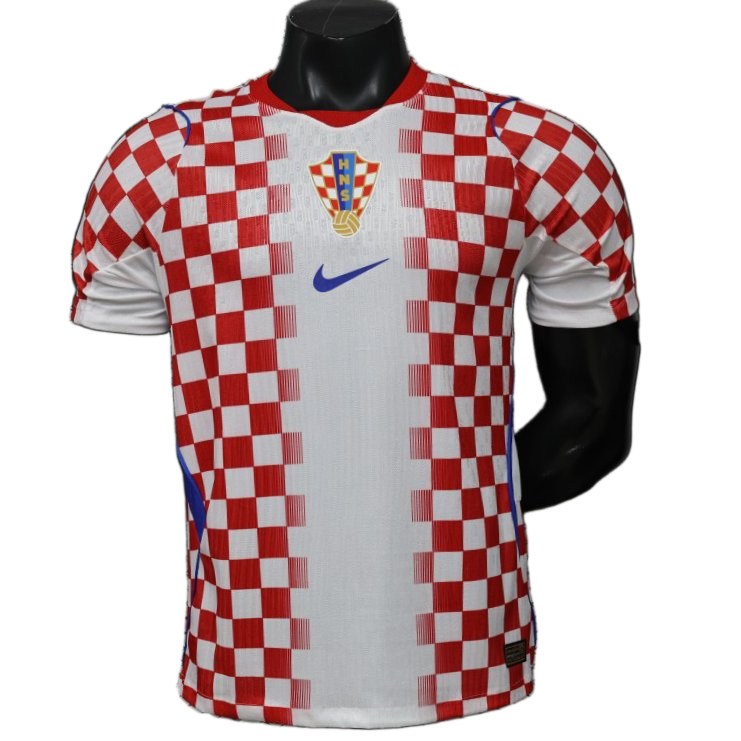 Croatia 2026 Home Jersey – Player Version – White/Red – Gradient Checkerboard Pattern