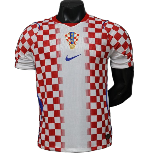 Croatia 2026 Home Jersey – Player Version – White/Red – Gradient Checkerboard Pattern