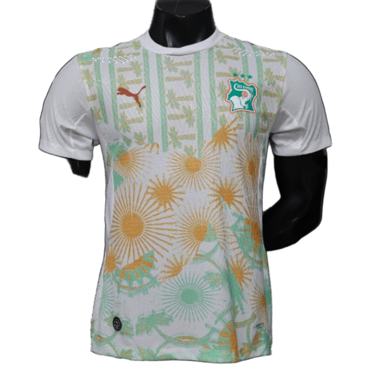 Ivory Coast 2026 Away Jersey – Player Version – White – Tropical Sunflower Print