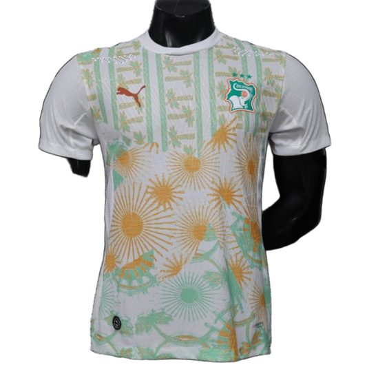 Ivory Coast 2026 Away Jersey – Player Version – White – Tropical Sunflower Print