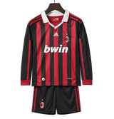 AC Milan 2009/10 Home Kids Kit – Long Sleeve – Retro Version