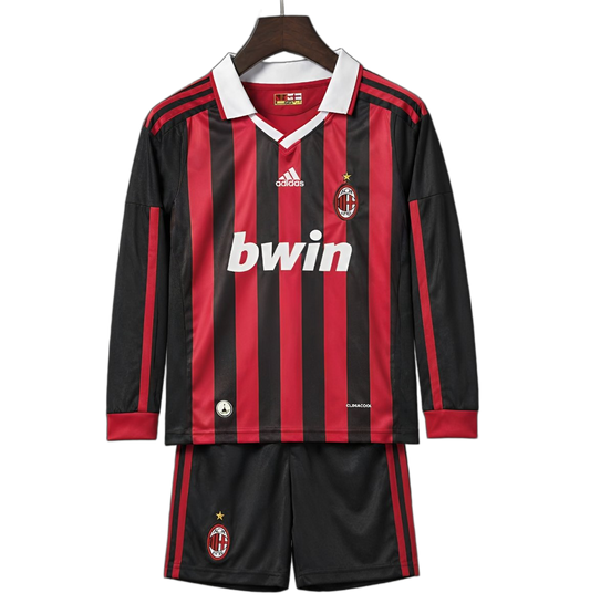 AC Milan 2009/10 Home Kids Kit – Long Sleeve – Retro Version