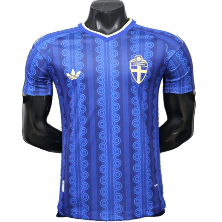Sweden 2026 Away Jersey – Player Version – Blue – Tonal Chain Stripe