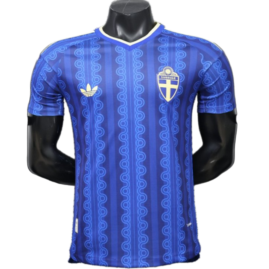 Sweden 2026 Away Jersey – Player Version – Blue – Tonal Chain Stripe