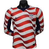 USA 2026 Home Jersey – Player Version – Long Sleeve – White/Red – Wave Stripe
