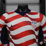 USA 2026 Home Jersey – Player Version – Long Sleeve – White/Red – Wave Stripe