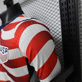 USA 2026 Home Jersey – Player Version – Long Sleeve – White/Red – Wave Stripe