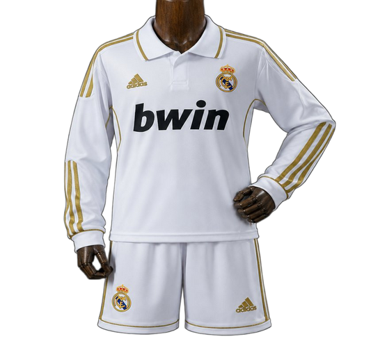 Real Madrid 2011/12 Home Kids Kit – Long Sleeve – Retro Version