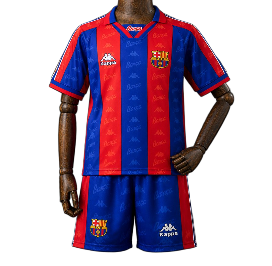 FC Barcelona 1996/97 Home Kids Kit – Retro Version