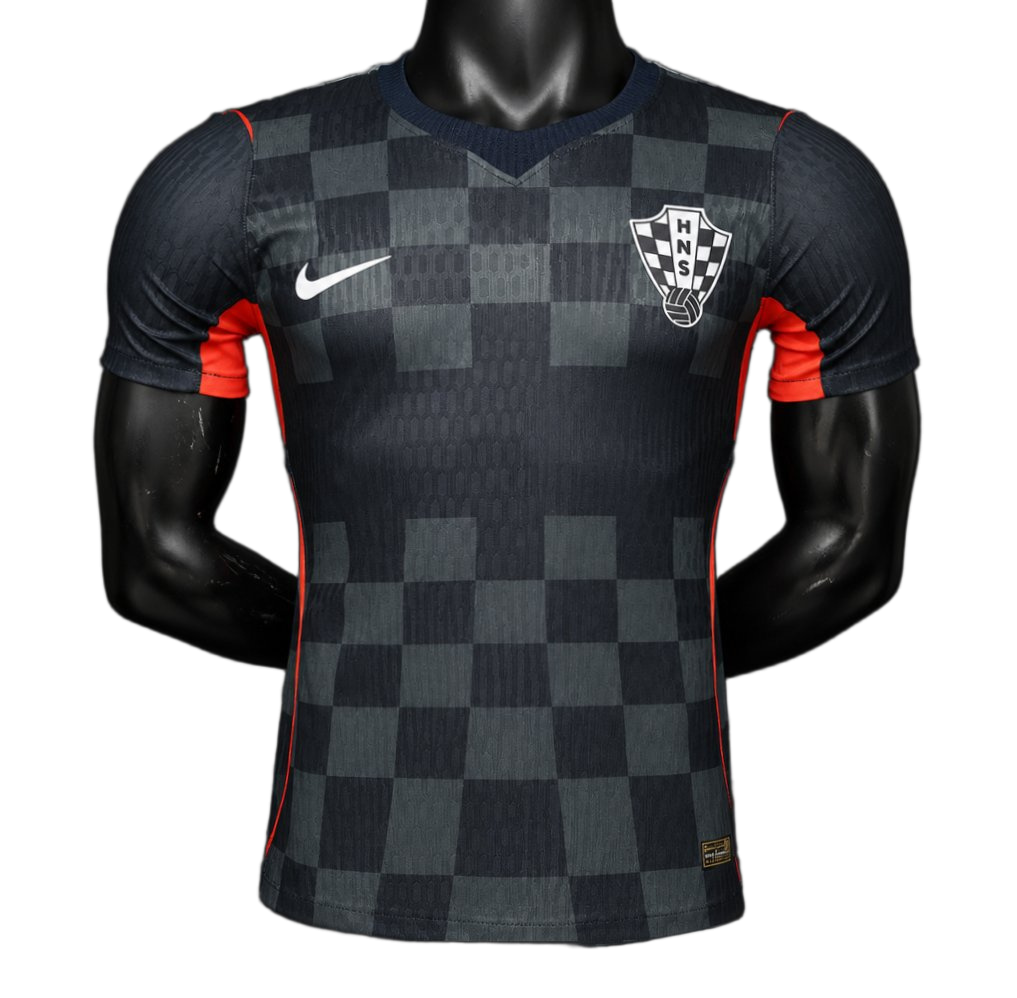 Croatia 2026 Jersey – Player Version – Black – Dark Checkered Pattern