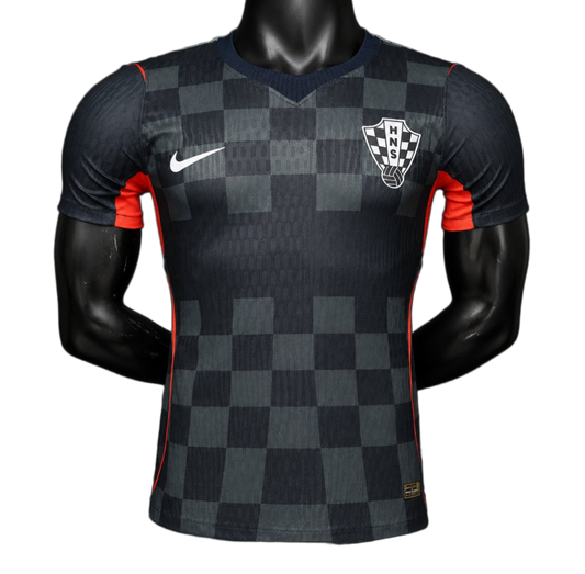 Croatia 2026 Jersey – Player Version – Black – Dark Checkered Pattern