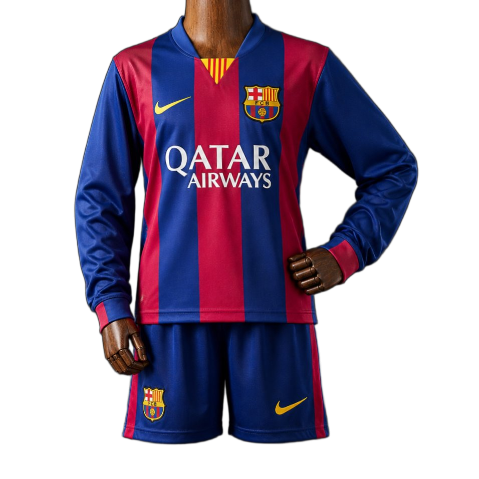 FC Barcelona 2014/15 Home Kids Kit – Long Sleeve – Retro Version