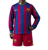 FC Barcelona 2005/06 Home Kids Kit – Long Sleeve – Retro Version