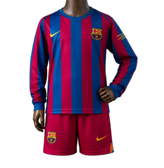 FC Barcelona 2005/06 Home Kids Kit – Long Sleeve – Retro Version