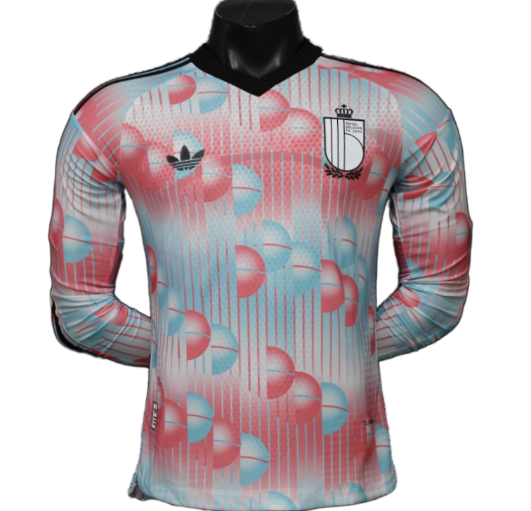 Belgium 2026/27 Away Jersey – Player Version – Long Sleeve – Blue/Pink