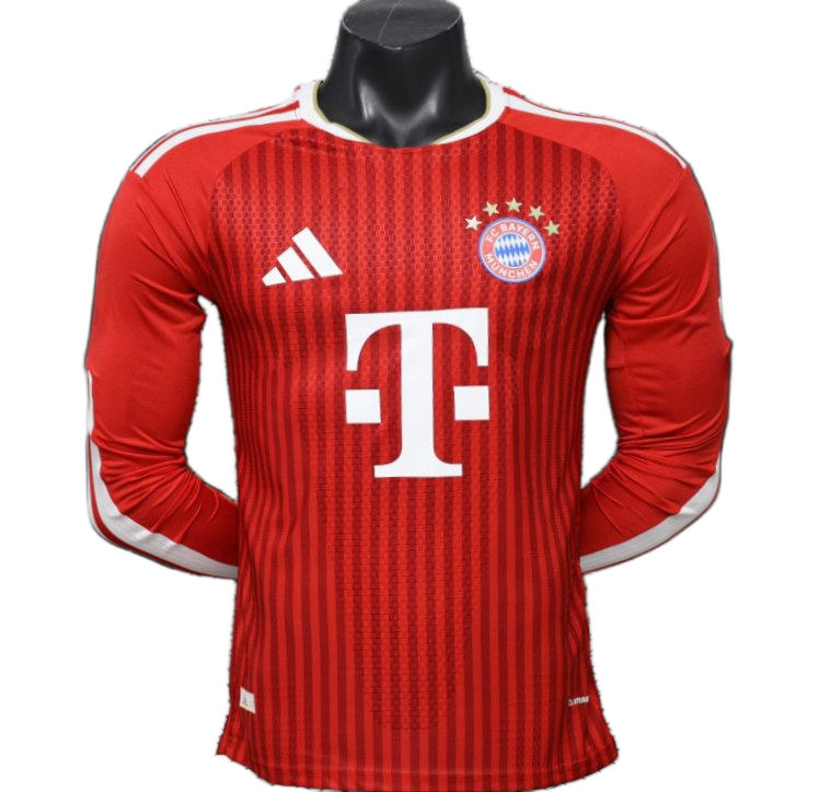 Bayern Munich 2026/27 Jersey – Player Version – Long Sleeve – Red – On Diagonal Stripe