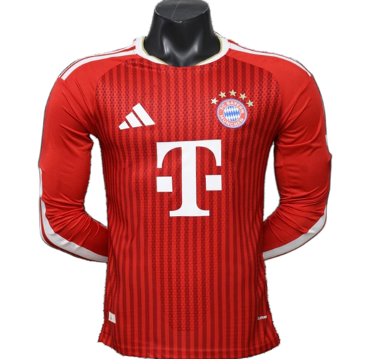 Bayern Munich 2026/27 Jersey – Player Version – Long Sleeve – Red – On Diagonal Stripe