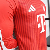 Bayern Munich 2026/27 Jersey – Player Version – Long Sleeve – Red – On Diagonal Stripe