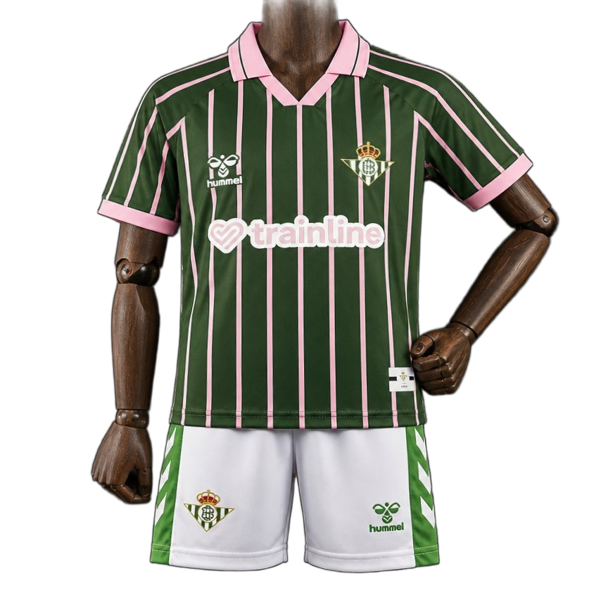 Real Betis 2026/27 Jersey – Kids – Special Edition – Green/Pink – Balompie Dark Forest Pinstripe Polo Collar
