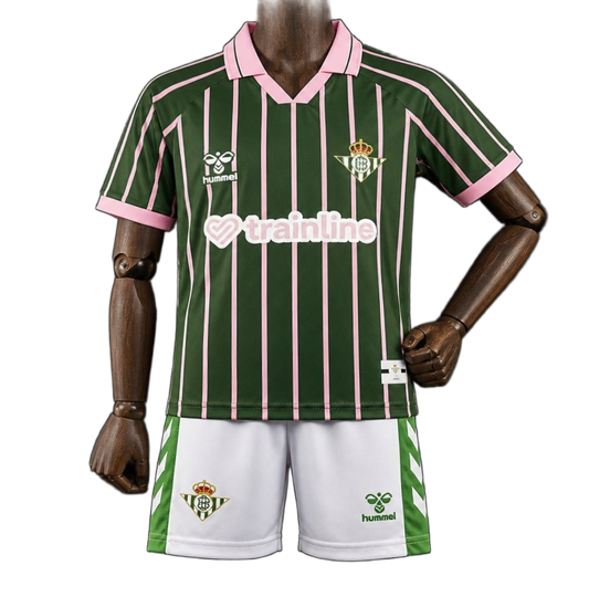 Real Betis 2026/27 Jersey – Kids – Special Edition – Green/Pink – Balompie Dark Forest Pinstripe Polo Collar