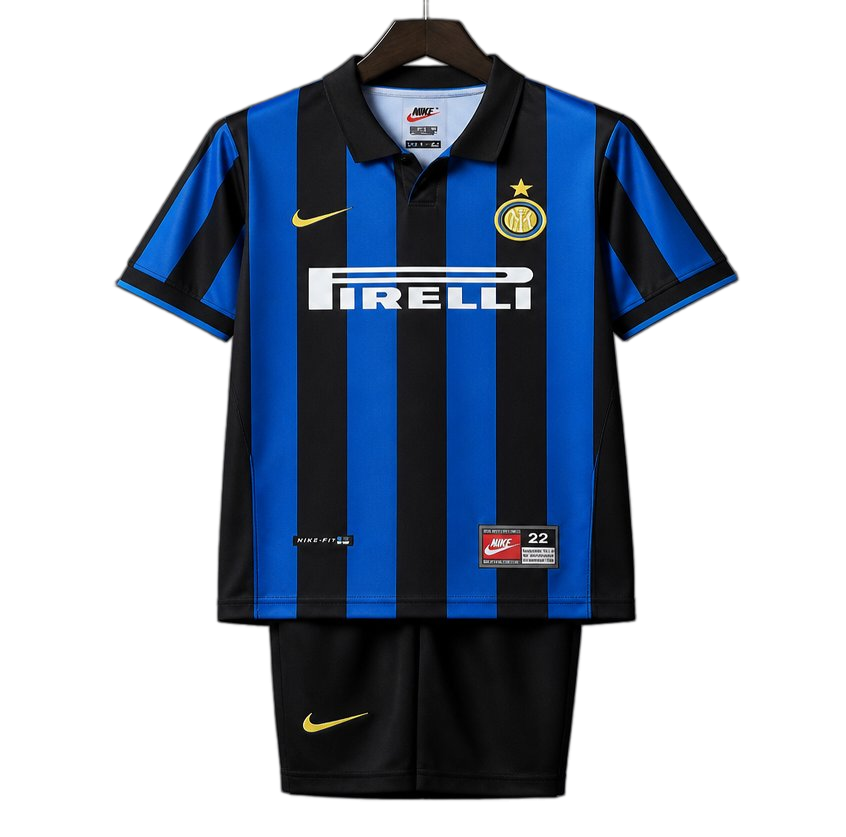 Inter Milan 1998/99 Home Kids Kit – Retro Version – Black/Blue