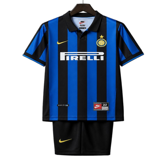 Inter Milan 1998/99 Home Kids Kit – Retro Version – Black/Blue