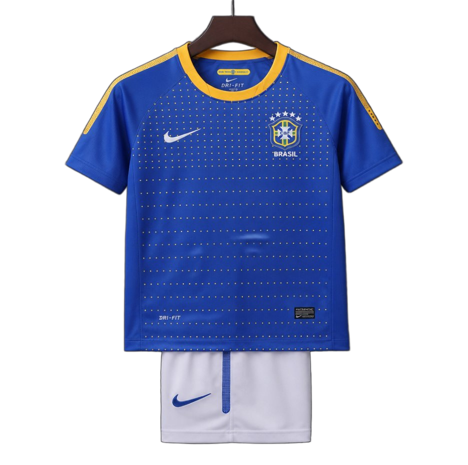 Brazil 2010/11 Away Kids Kit – Retro Version – White/Blue