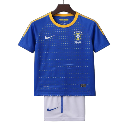 Brazil 2010/11 Away Kids Kit – Retro Version – White/Blue