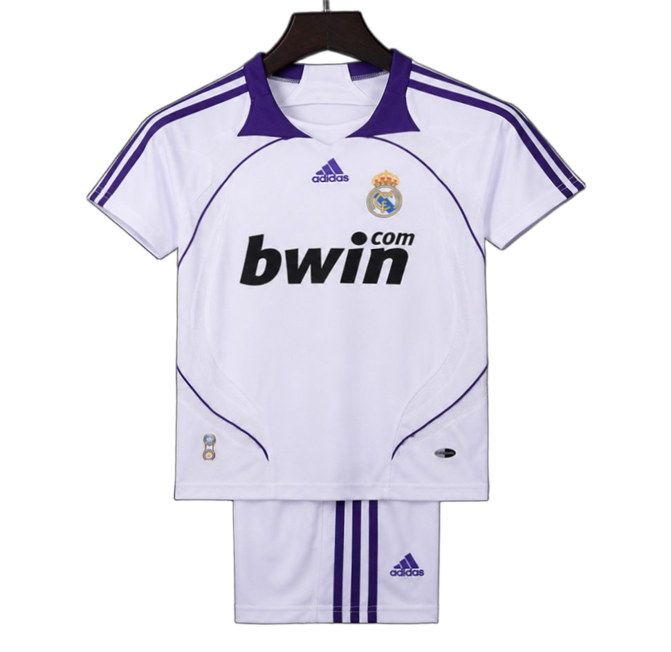 Real Madrid 2007/08 Home Kids Kit – Retro Version – White/Purple