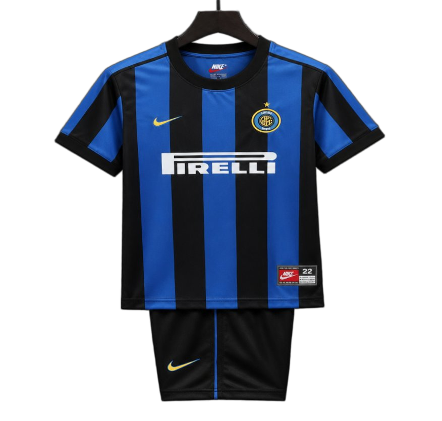 Inter Milan 1999/00 Home Kids Kit – Retro Version – Black/Blue