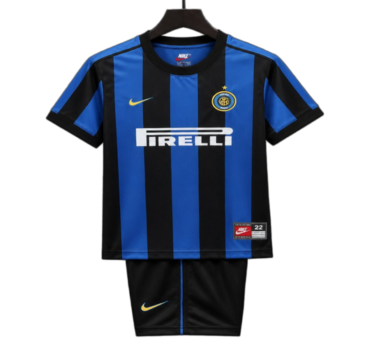 Inter Milan 1999/00 Home Kids Kit – Retro Version – Black/Blue
