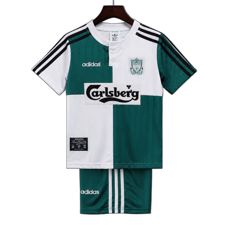 Liverpool 1995 Away Kids Kit – Retro Version – White/Green
