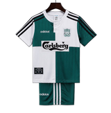 Liverpool 1995 Away Kids Kit – Retro Version – White/Green