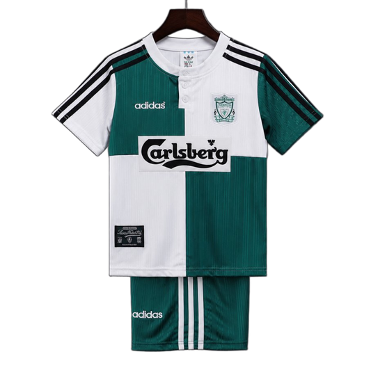 Liverpool 1995 Away Kids Kit – Retro Version – White/Green
