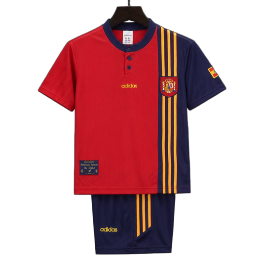 Spain 1996 Home Kids Kit – Retro Version – Red/Navy